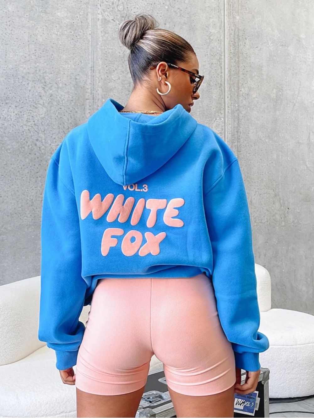 White Fox Offstage Oversized Hoodie Azure Size M/L Loungewear